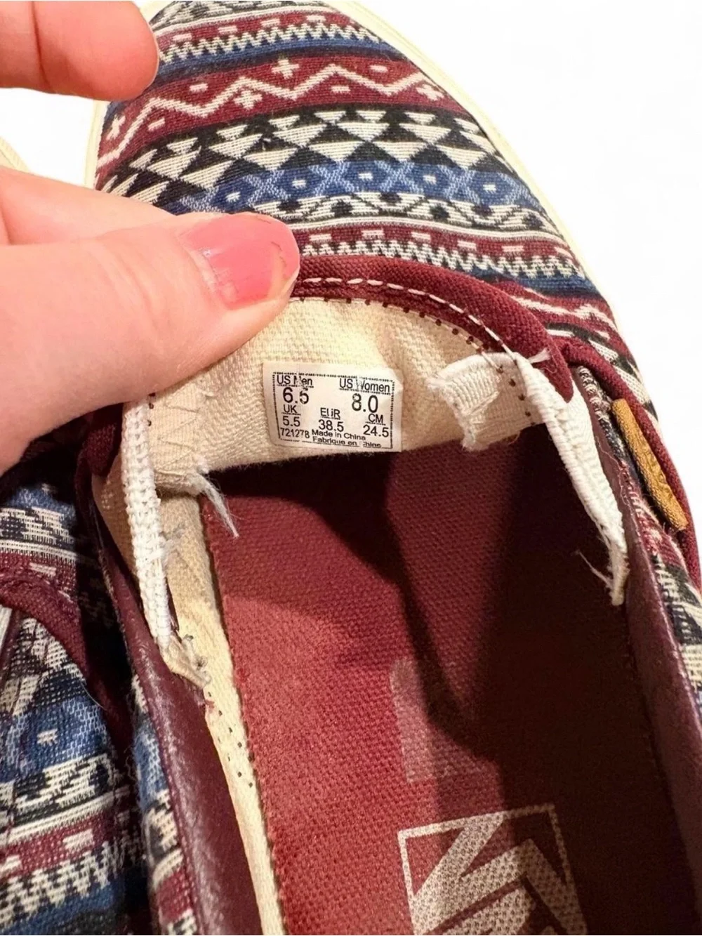 Vans Slip-On Blanket Weave Geometric Canvas Shoes Women’s 8 Men’s 6.5 EU 38.5